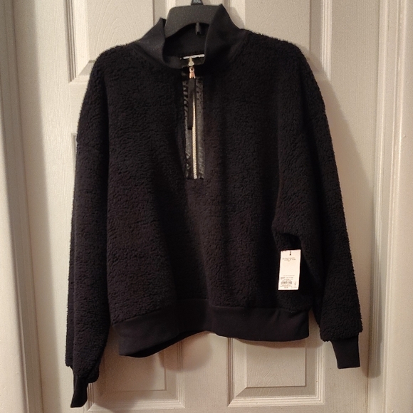 Sonoma Tops - Sonoma Black Sherpa Quarter-Zip Pullover